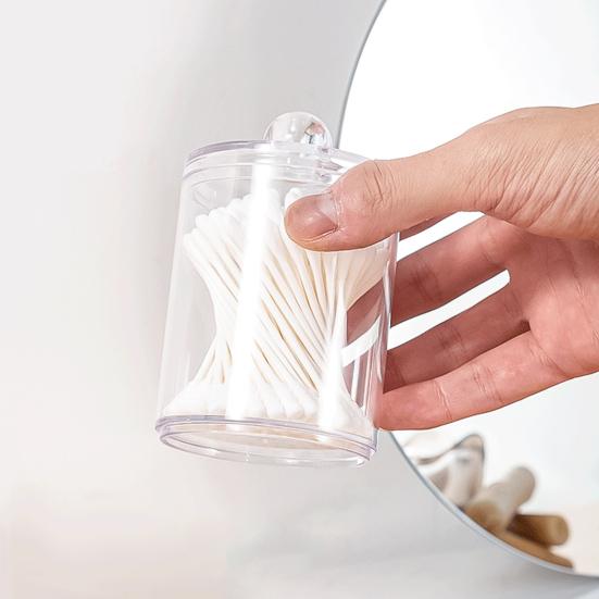2/4Pcs Cotton Swab Holders Bathroom Storage Boxes with Lid Large Capacity Transparent Design Cotton Ball Floss Jar Containers