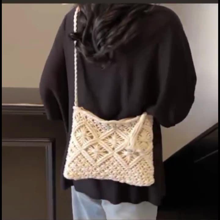 2025 Handmade Ancient Style Women's Crochet Rope Bag - Mori Girl Casual