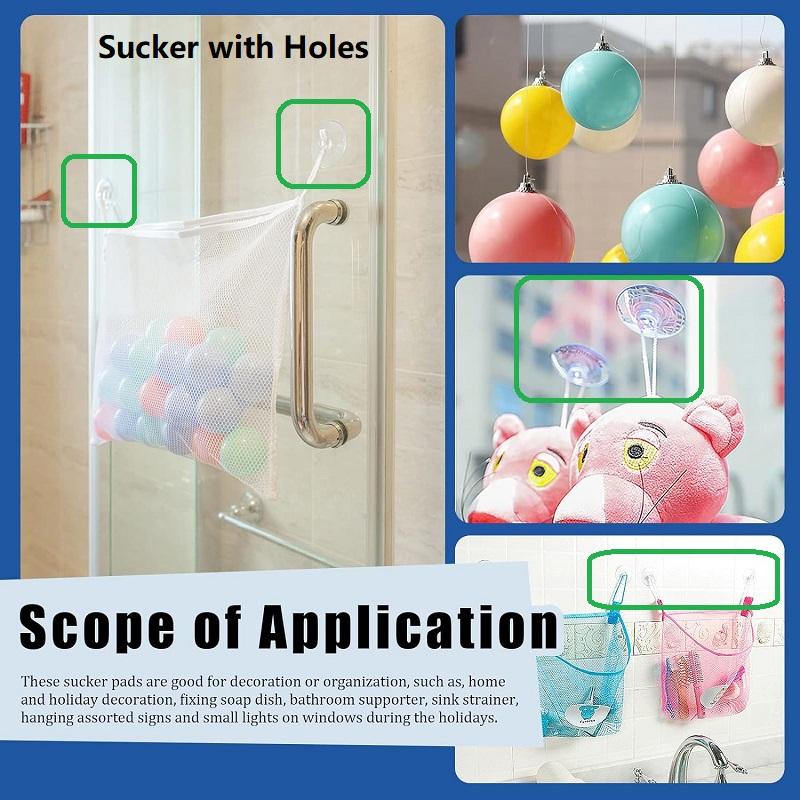 30/40/50/60mm Suction Cups with Holes Sucker Pads with Holes Perforated Suction Cup for Glass Window Decor Wedding Car 10PCS