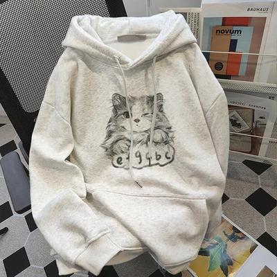 Unisex Trendy Cat Print Hooded Sweatshirt 2025 Autumn/Winter Collection