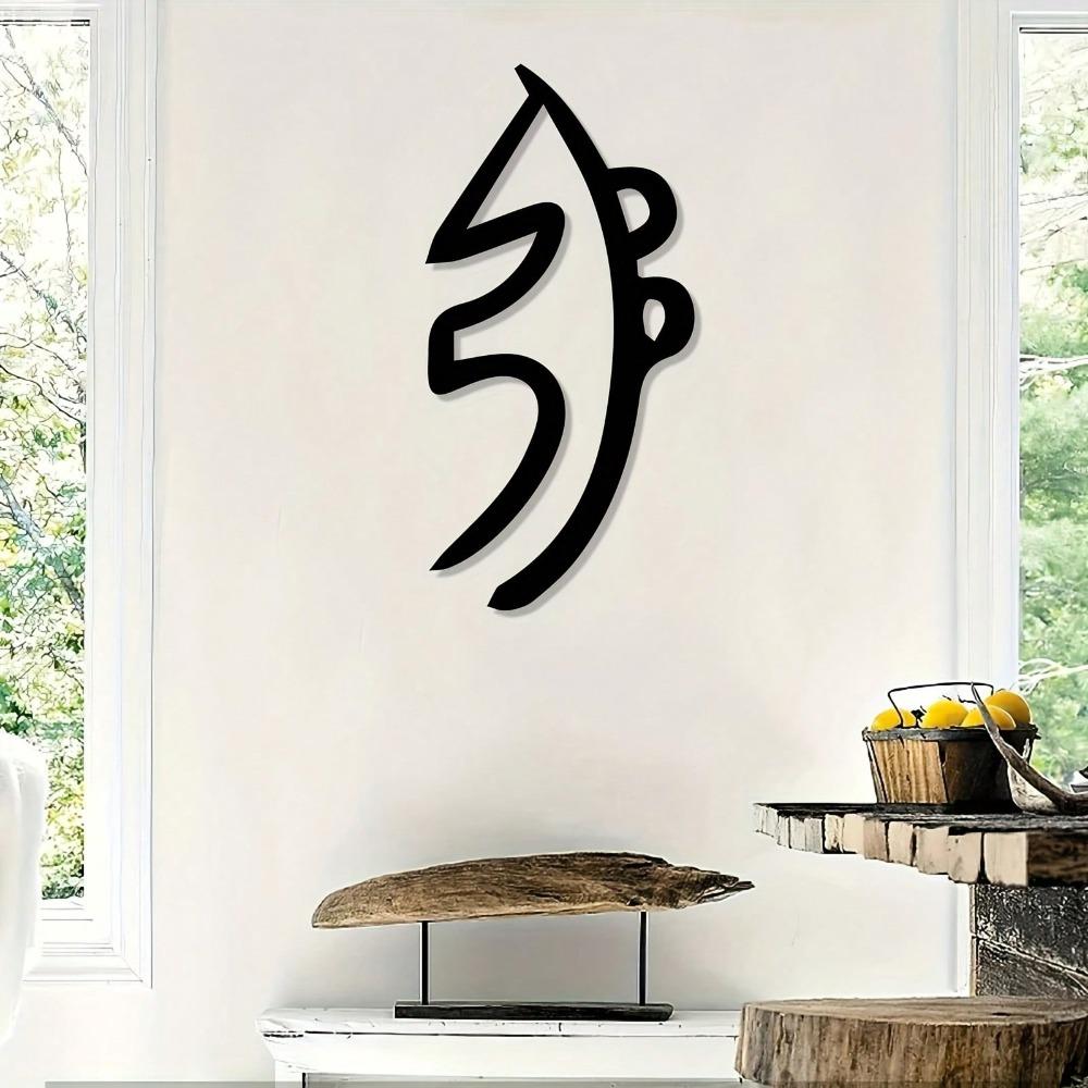 Black Minimalist Metal Wall Art Spiritual Decor Rustproof Yoga Studio Meditation Room Gift