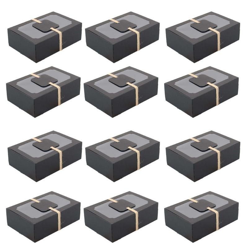 12 шт. Большая бумажная коробка с прозрачным окном, бумажная кондитерская коробка для торта, конфет, печенья 22x15x7m