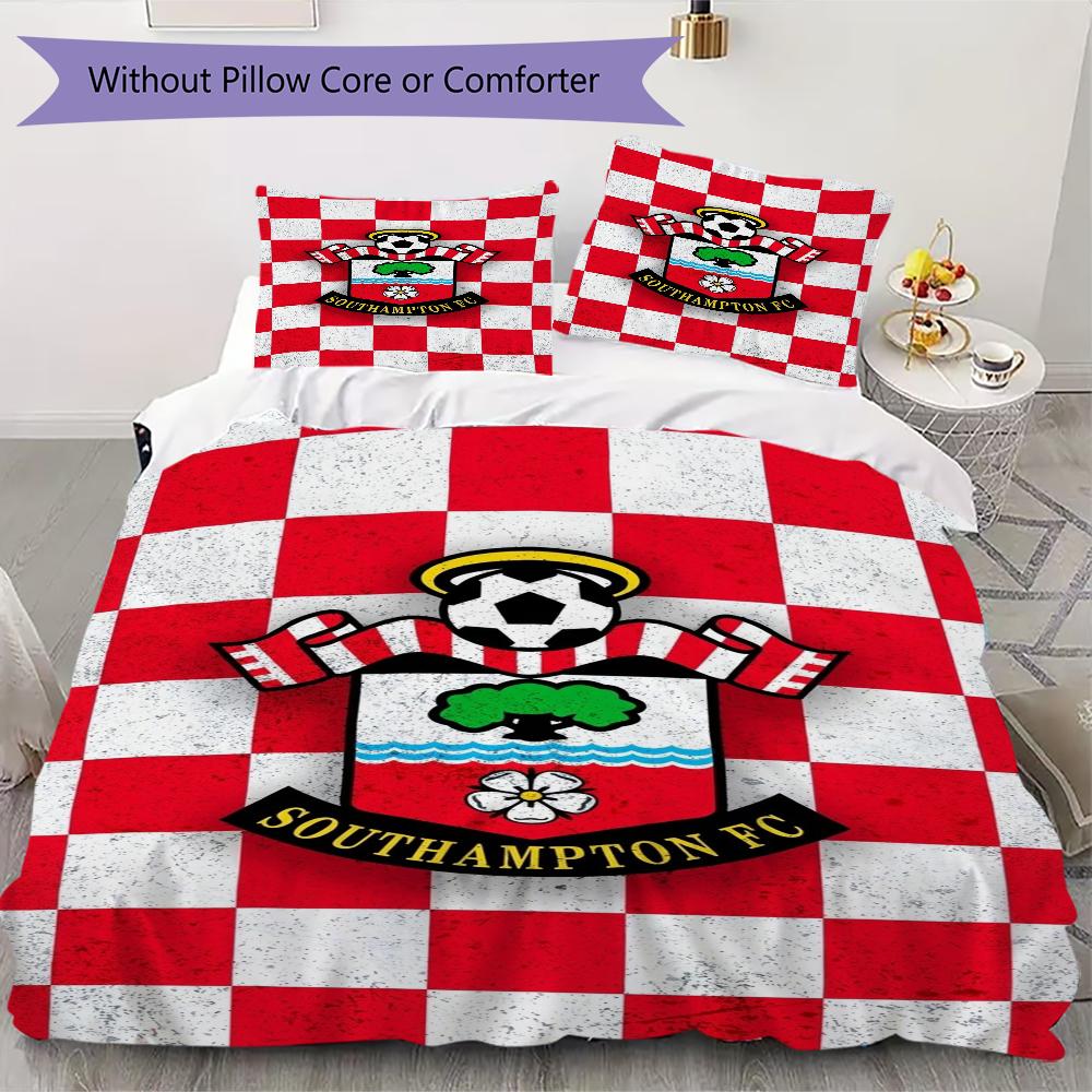 Southampton FC Pattern Bedding uilt Set uilt Cover Pillowcase Home Decoration Birthday Gift (1 * duvet cover + 2 * pillowcase without core)
