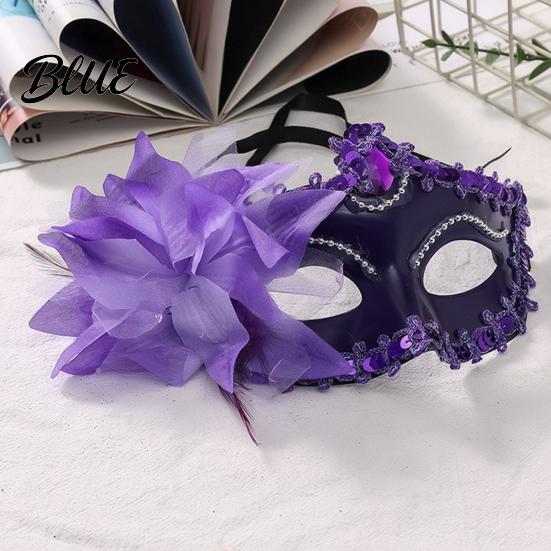 Venetian Style Mask Half Face Masquerade for Women Mesh Flower Rhinestone Mask Costumes Accessory Halloween Carnival Prom Ball Party