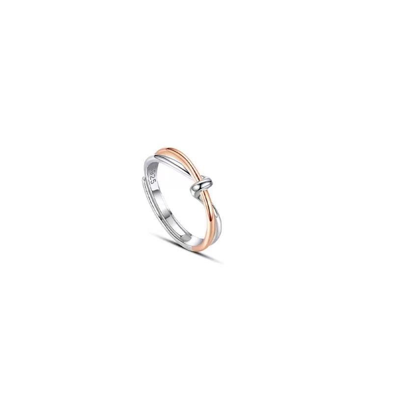 Stylish Gold Zirconium Twin Soul Open Adjustable Couple Rings
