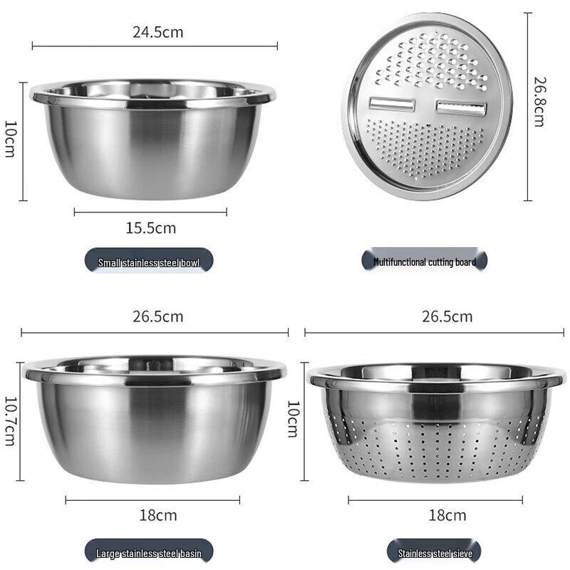 Kangbachen 4-Piece Stainless Steel Multi-functional Kitchen Prep Set