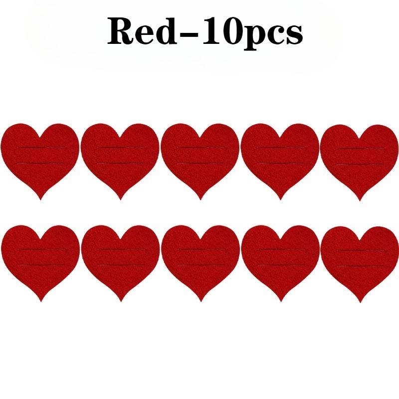

3.94x3.94 Inch Valentine’s Day Dining Set Decor Heart Shaped Fork Knife Set Red Felt Cutlery Storage Bag for Valentine’s Day 10cm