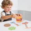 Hamburger Pretend Play Educational Montessori Wooden Toys Simulation Food Matching Stacking Game With Cards For Kids 2 Years Gi