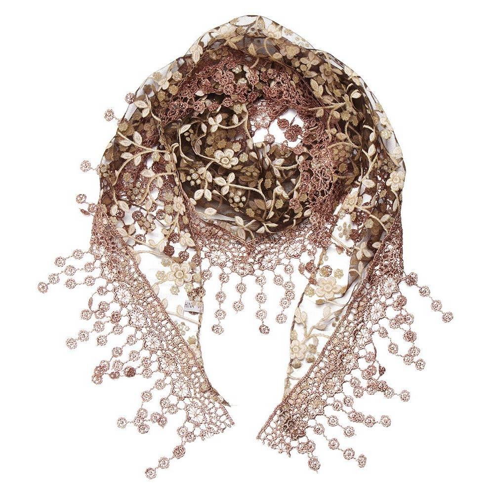 Sun Protection Sunscreen Triangle Scarf Floral Lace Hollow Out Silk Hijab Tassel Shawls Scarves