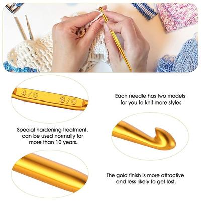 Goldene Häkelnadeln mit zwei Enden Neue Aluminium-Häkelnadeln Häkelnadeln Stricken