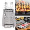 Chicken Leg Grill Rack with Drip Tray Foldable 12 Slots Stainless Steel BBQ Drumstick Holder Stand for Ovens Grills Smoker