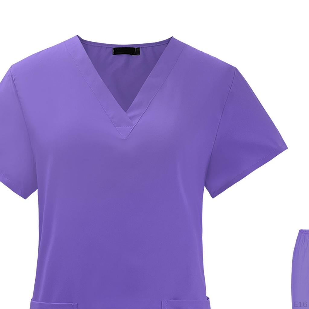 Einheitliches Scrub-Set Oberteil und Hose Bequem Maschinenwaschbar Stretch Unisex Kurzarm Multi