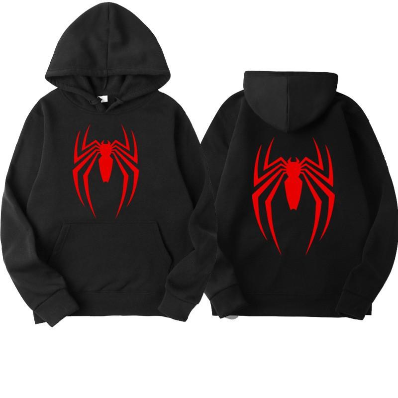 Mens Oversized Streetwear Hoodie With Spider Print - Soft Cotton Blend Loose Fit Casual Sweatshirt