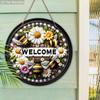 Gardening Wooden Welcome Sign with Bees & Flowers Pattern - Decorative Hanging Plaque Ideal Hanging Ornament