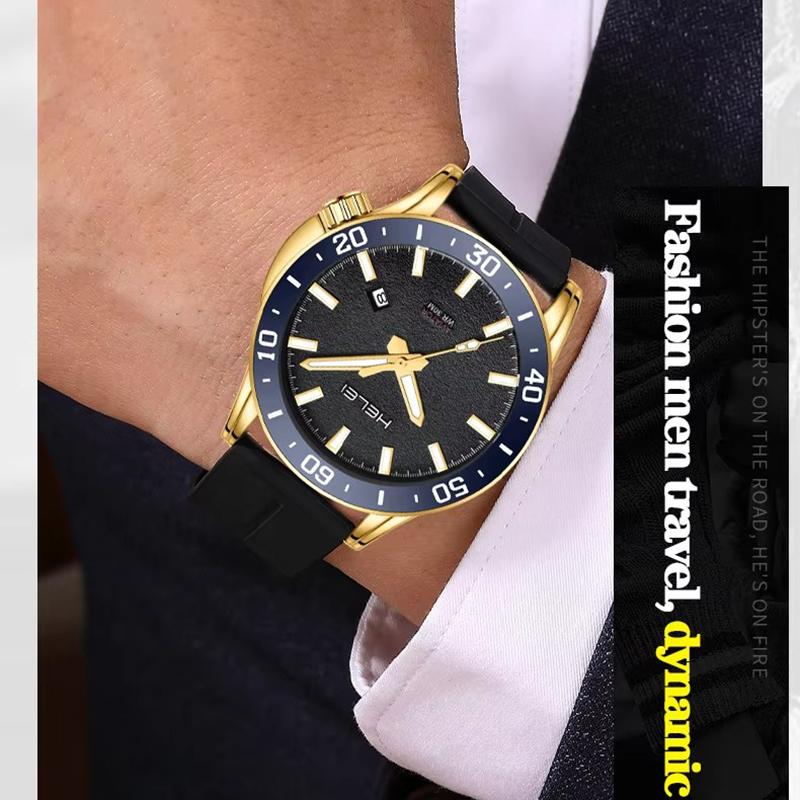 Mens Quartz Watches Large Face Diving Style Wrist Watch Luminous Hands Waterproof Watch with Date