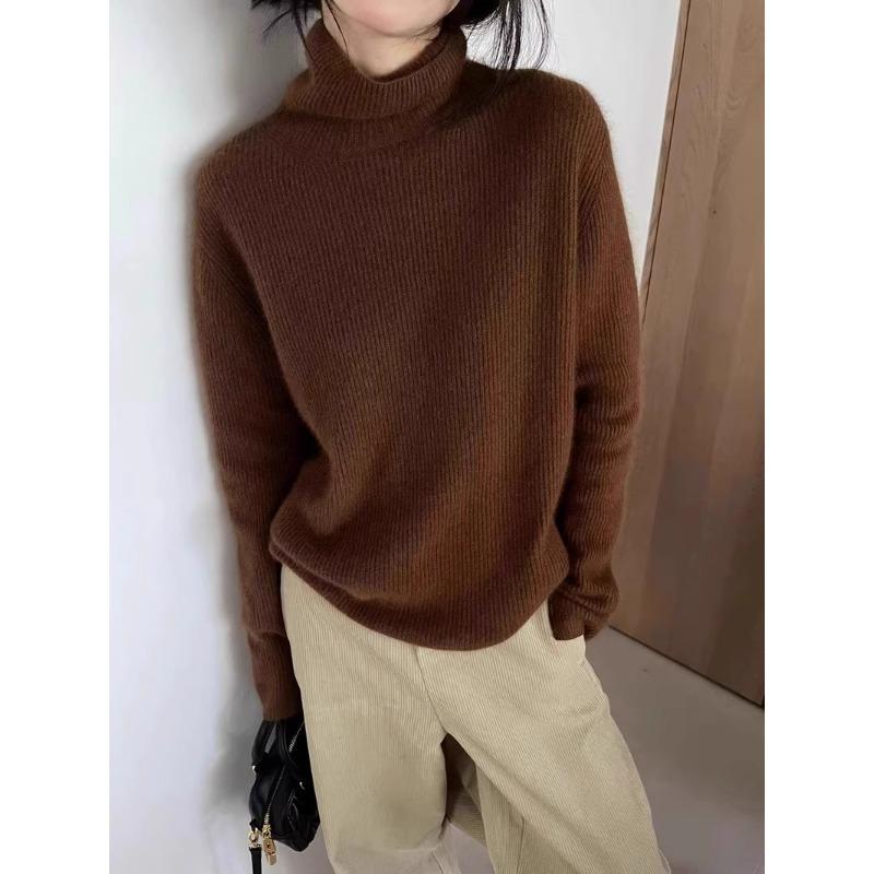 

Модная водолазка с высоким воротом, свободная основа, женские вязаные пуловеры, свитера, топы, осенний свитер для женщин, теплый зимний, с длинным рукавом, повседневные, простые, женские джемперы 25562 One Size темно-коричневого