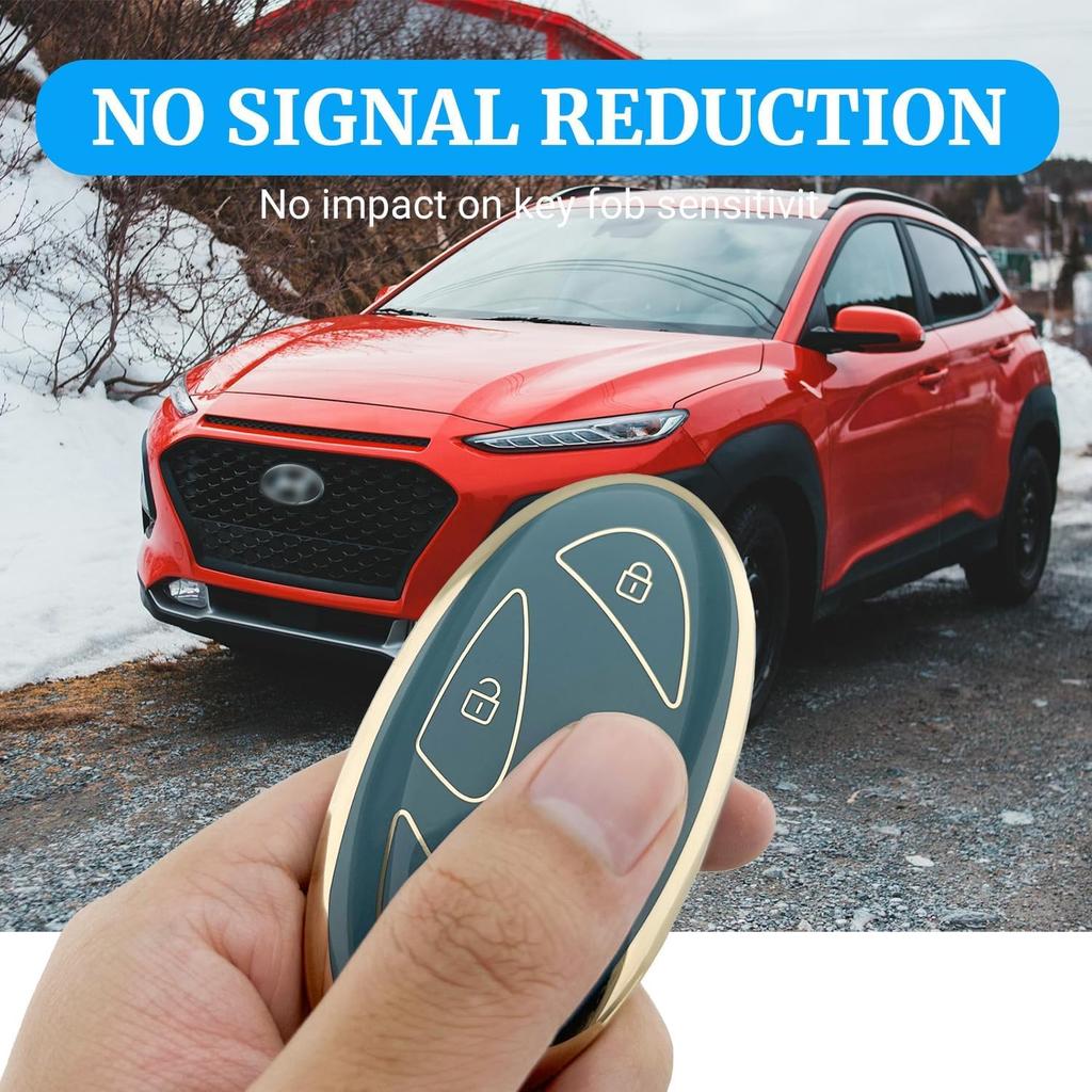 for Hyundai Key Fob Cover -2025, 5 Button Soft Full Coverage Protection Key Case for Ioniq 6 Elantra Santa Grandeur GN7 KONA Smart Key, Blue