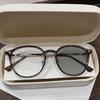 Fashionable Large Frame Circular Photochromic Myopia Glasses Men's and Women's Retro High-definition Anti Blue Light Glasses