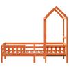 Solid Pine Wood Bed with Roof Wax Brown 75 x 190 cm