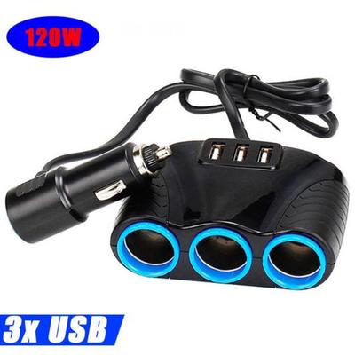 1 Stück 120W 3-Wege DC12V -24V Mehrfachsteckdose Auto-Splitter Zigarettenanzünder-Adapter USB-Stecker Ladegerät