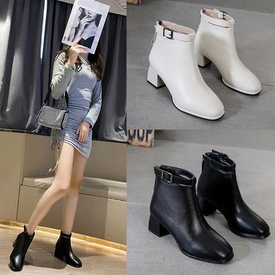 Winter Damen Plüsch Warm und Modisch Reißverschluss Hinten Hochhackige Modestiefel High Top Stiefel Lederschuhe Zwischensohle Stiefel Damenschuhe