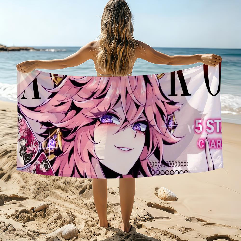 

Honkai Star R-Rail G-Genshin H-Hentai Полотенце Пляжное Полотенце Большого Размера Быстросохнущее Полотенце Впитывающее Мягкое Купание Пляжные Полотенца для Мужчин Женщин W30*H60(CM)