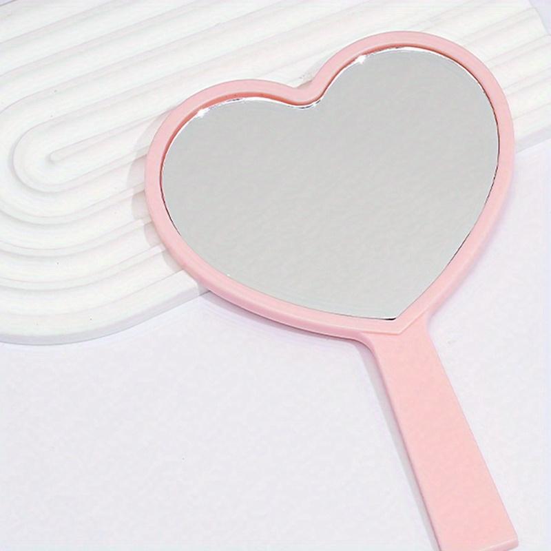 Heart Shaped Travel Hand-Held Mirror, Heart Shaped Makeup Hand Mirror with Handle, Portable Travel Mirror, Suitable for Gifts on Valentine's Day