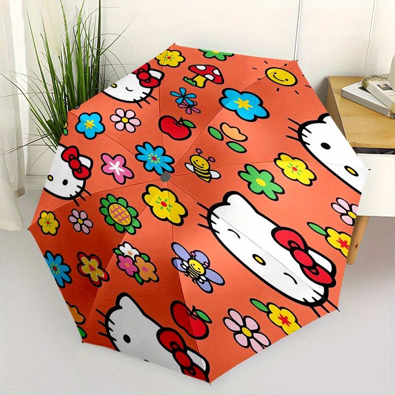

Hello Kitty,Flowers Automatic Umbrella-Foldable, Durable 8-Bone Design, Compact and Stylish, Great for Camping, Halloween, Christmas, Mother