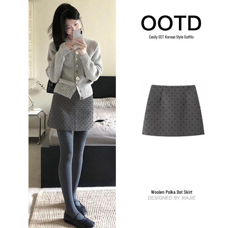 Women's Polka Dot A-Line Mini Skirt - Spring Hip Wrap Petite Hem