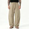 Men S Loose Fit Linen Blend Long Pants Solid Color Breathable