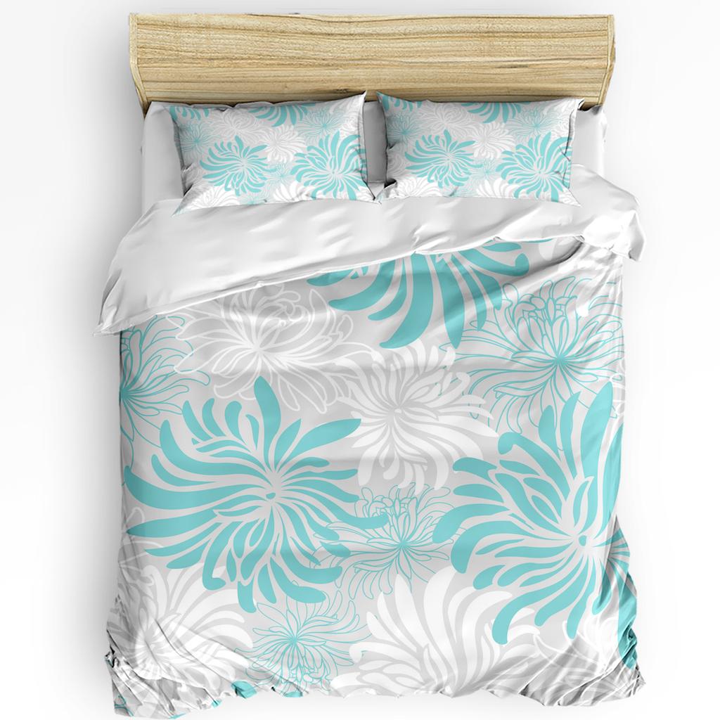 Red Black White Flower Chrysanthemum Duvet Cover With Pillow Case Custom 3pcs Bedding Set Quilt Cover Double Bed Home Textile