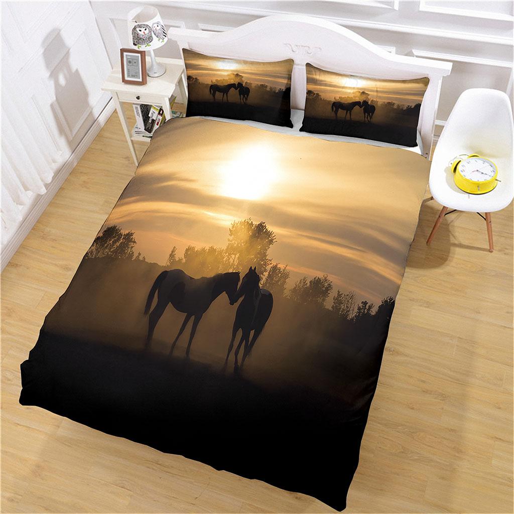 

Одинарный пододеяльник с 3D-принтом животного лошади, комплект постельного белья размера квин с наволочкой, твин, полный, кинг, микрофибра, одеяло W90xL190cm