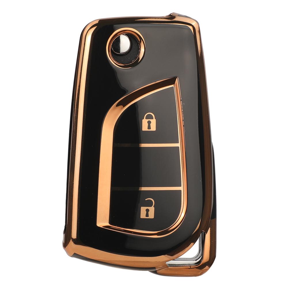 

jingyuqin TPU Car Key Cover Case Shell Protector Fob For Toyota Aygo Yaris Highlander Camry RAV4 Key Holder чёрный