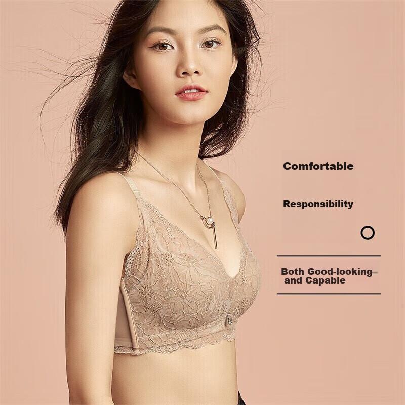 Ordifen Women's Wireless Bra, Push-Up Bra, Lace Antibacterial Brassiere, Gift for Girlfriend XB1533/XB1521