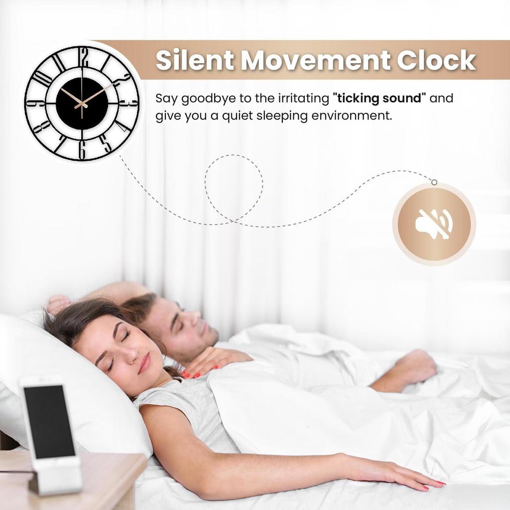40 CM Premium Metal Wall Clock with Silent Quartz Movement Open Frame Round Design Modern Wall Clock
