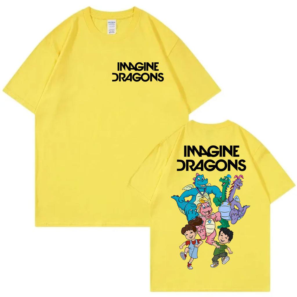 Limited Imagine Dragons Rock Band Cartoon Tshirt Loom World Tour Merch T Shirts Unisex Women High Quality Fashion Top Streetwear