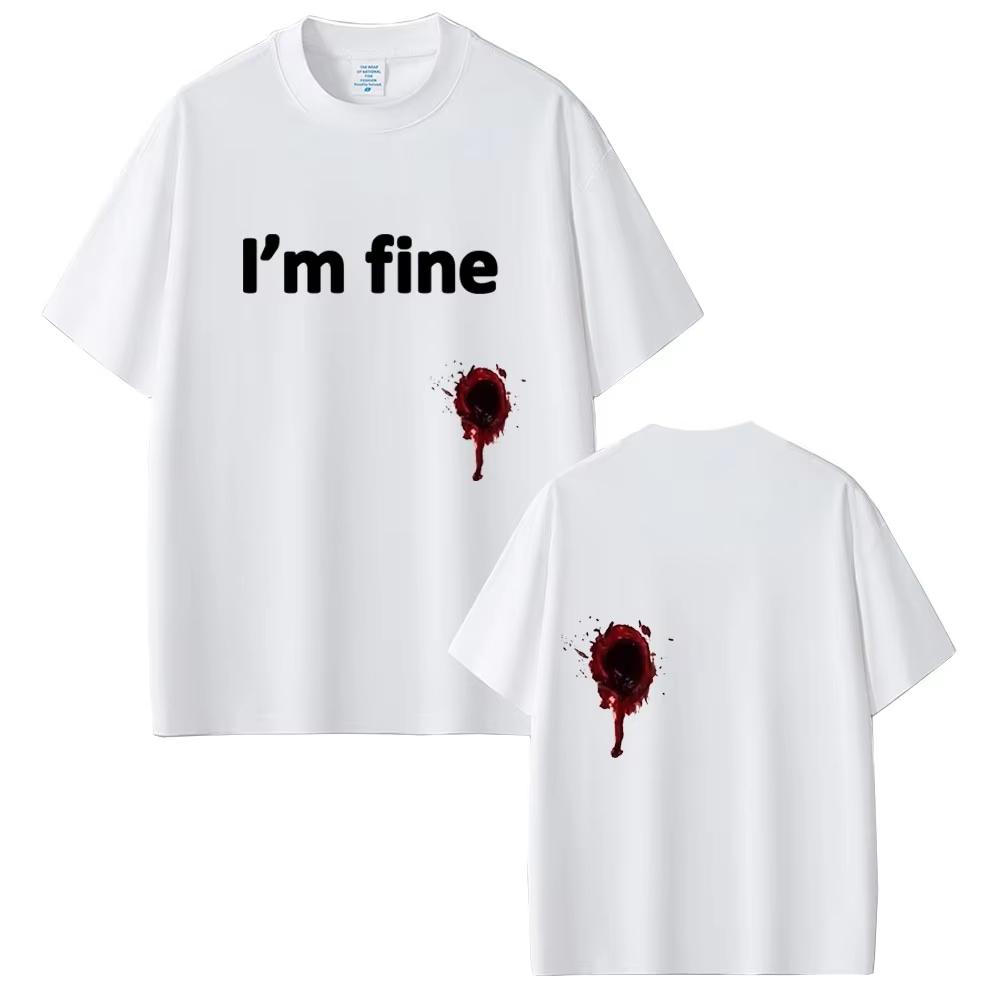 Im Fine Funny Printed T Shirts Men Fashion Casual Crewneck Tshirt Male Minimalist Cartoon Graphic Shortsleeved top Unisex
