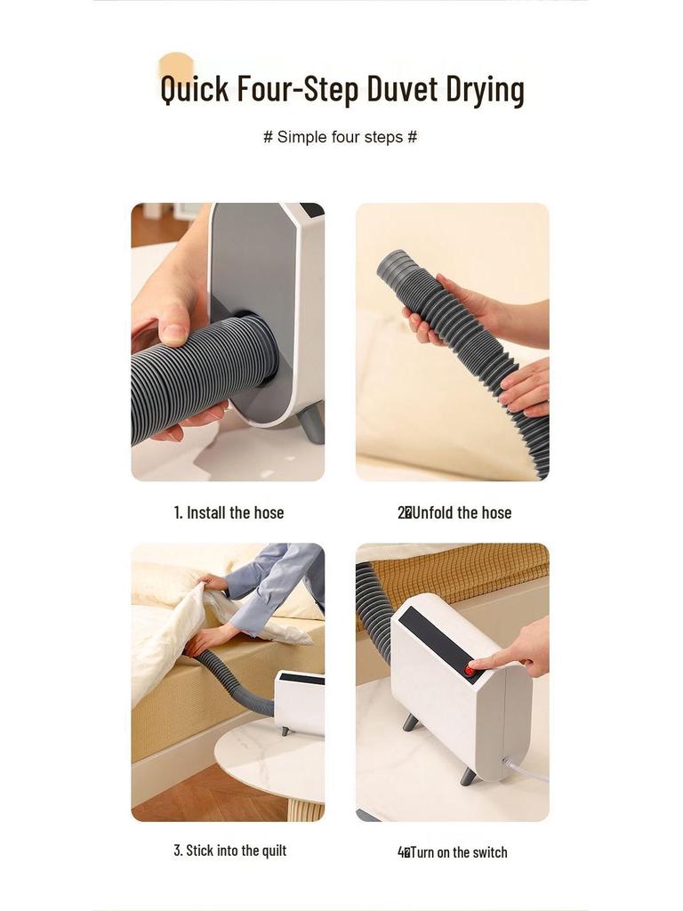 Compact Heated Shoe and Bedding Dryer with Dehumidifying Anti-Mold and Dust Mite Removal Features