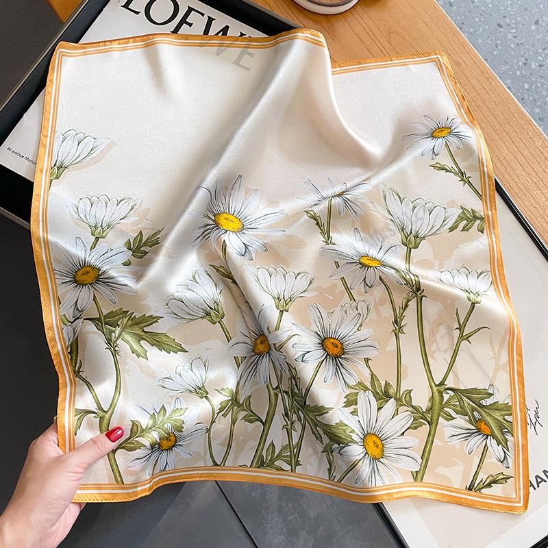 Fashion Luxury Brand 70cm Silk Square Scarf Women Satin Neck Tie Female Hair Bandana Headkerchief Shawl Wrap Hijab Echarpe