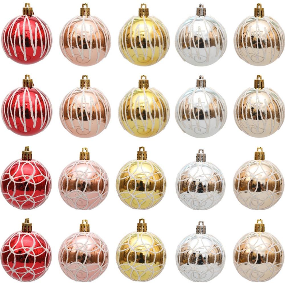6 szt./pudełko Galwanizowane Malowane Kule Ozdoba na Choinkę Plastikowy Wisiorek Wisiorek Pudełka na Prezenty Noworoczne Świąteczne