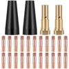 15Pcs Gasless Nozzle Tips Welding Kit 0.8/0.9mm Flux Core Gasless Nozzle Welding Tips Replacement for MIG Welder Welding Tools