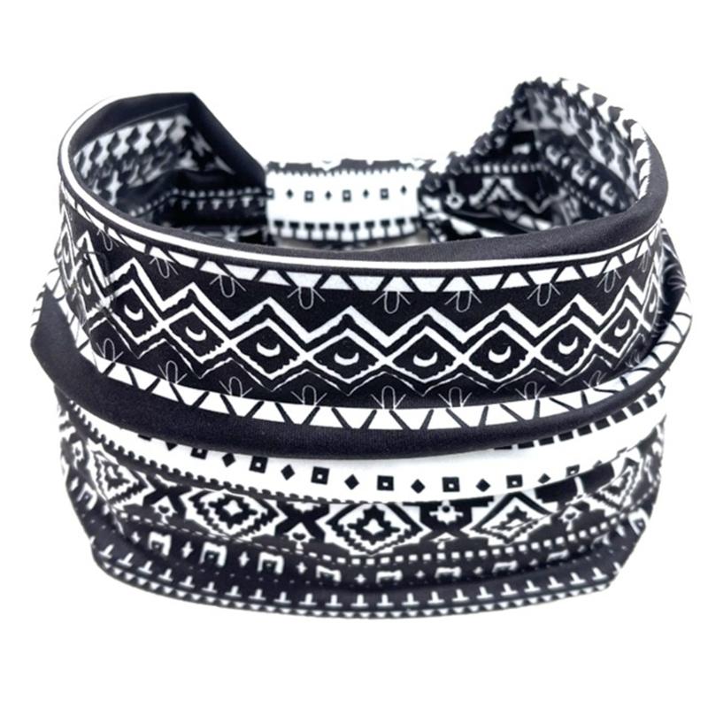 Atmungsaktives Stirnband für Damen Sport Haarband Böhmischer Stil Stirnband Weiblich Elastisches Kopfband Sportliches Kopfzubehör