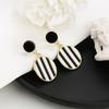 Black & White Striped Round Dangle Earrings - Korean Fashion, Versatile, High-End Jewelry