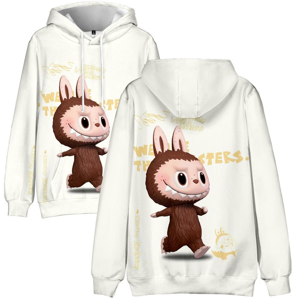 

12 Colors LABUBU Printed Men Women Hoodies Casual Pullover Hoodie Fashion Sweatshirts Clothes XS белый