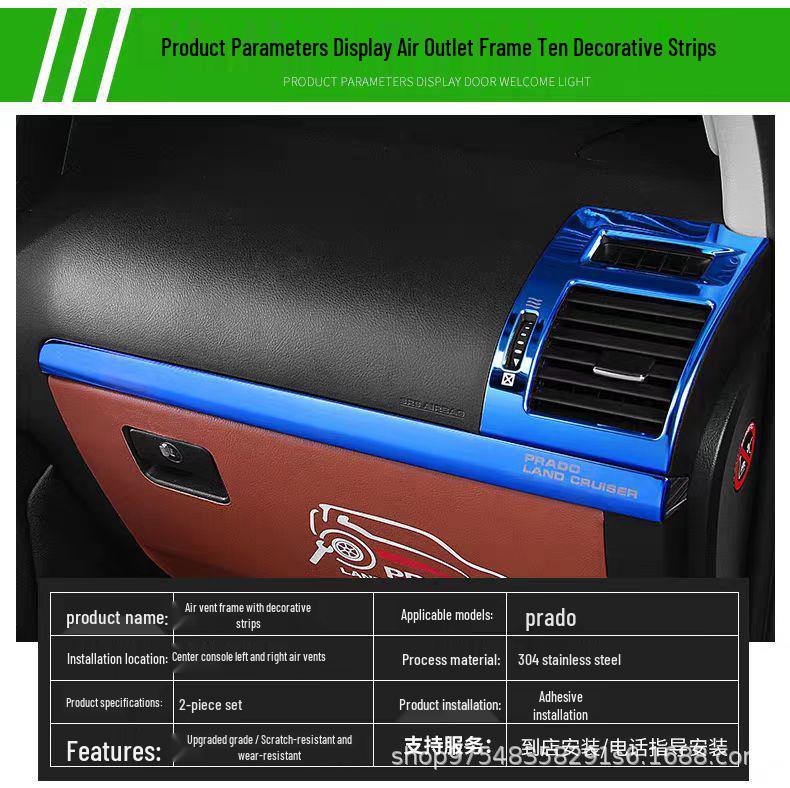 Front Air Vent Trim for Toyota Prado 10-23: Domineering Center Console Decor