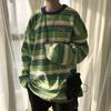 Spring Autumn Oversized Tshirt for Men Harajuku Green Stripes T Shirt Men's Pullovers Long Sleeve Y2k Tops Tee Hip Hop Streetwear