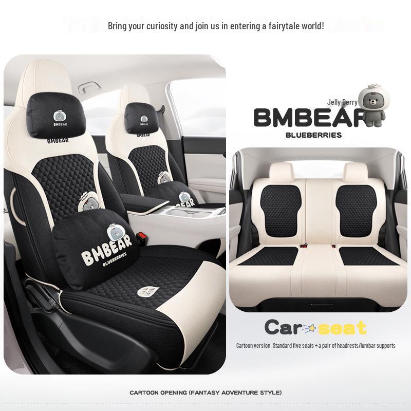Geely Star Wish Cartoon Linen Seat Covers, Full-Coverage, All-Season Breathable Cushions for UP-Specific Cars