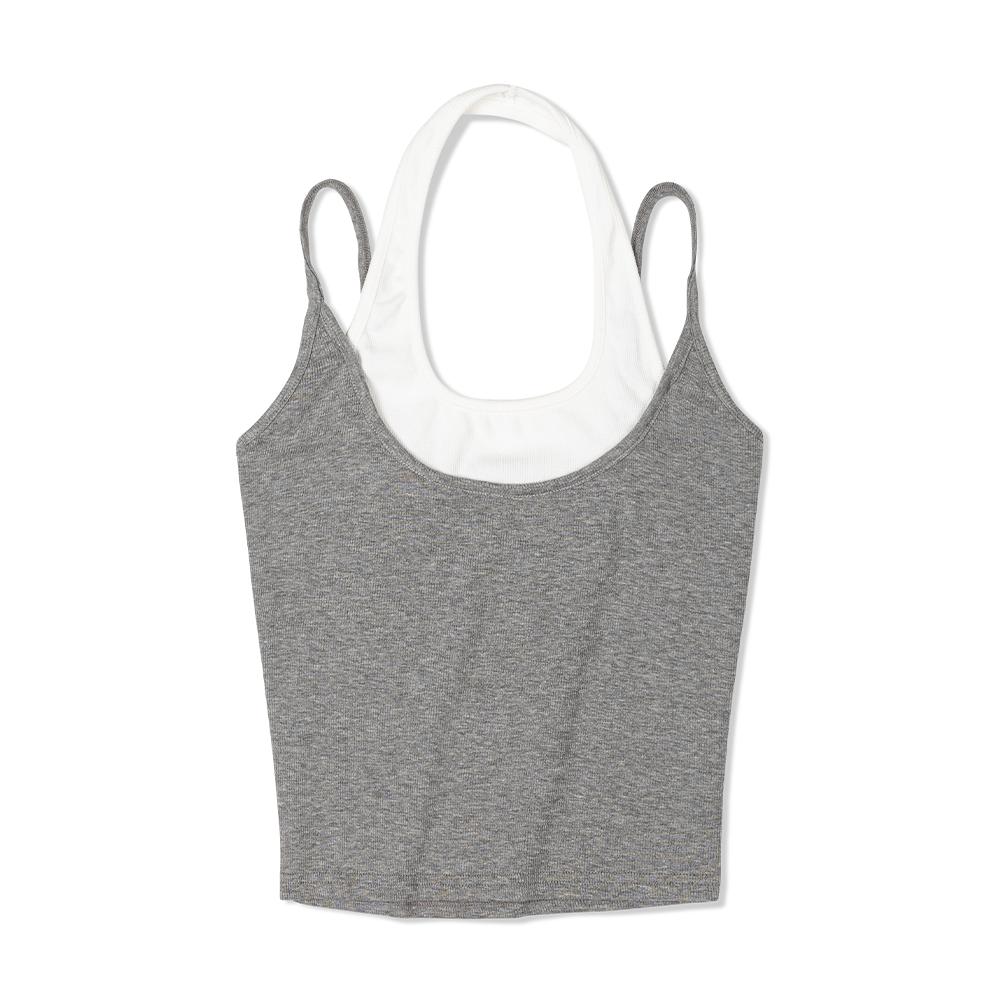 Moa Halterneck Layered Sleeveless (Melange Gray) Melange Gray/M