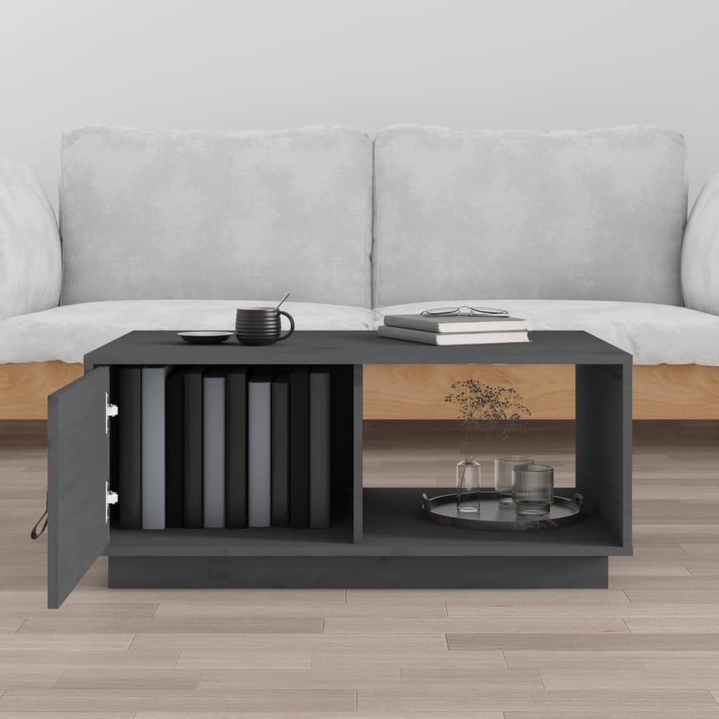 Vidaxl Stolik Kawowy, Szary, 80X50X35,5 Cm, Lite Drewno Sosnowe