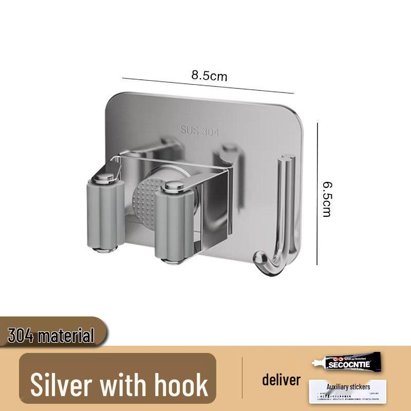 Stainless Steel No-Drill Multi-Function Wall-Mounted Mop and Broom Rack